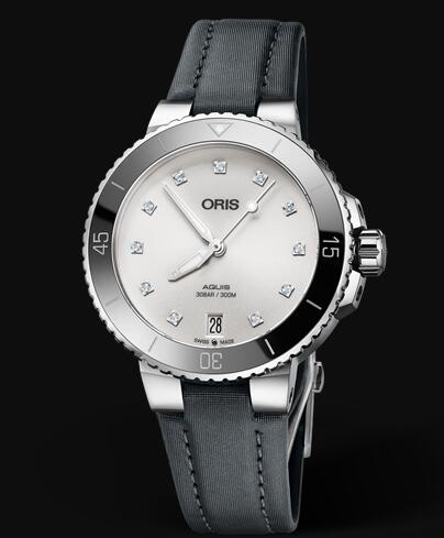 Review Oris Aquis Date Diamonds 36.5mm Replica Watch 01 733 7731 4191-07 5 18 45FC